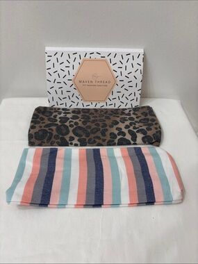 Maven Thread Women's Leopard and Pastel Stripe Headband Set NWT